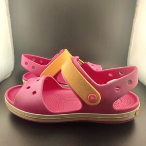 Crocs crocband kids girls pink & orange Velcro Sandals  - size J3